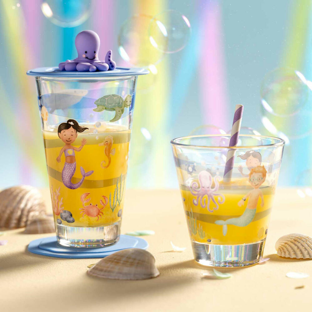 Leonardo Trinkglas Bambini Avventura Meer, Trinkbecher, Kalk-Natron-Glas, Mehrfarbig, 215 ml, 044418