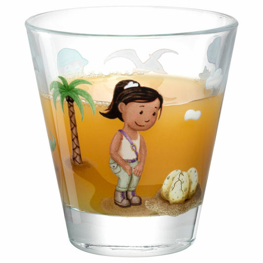 Leonardo Trinkglas Bambini Avventura Dino, Trinkbecher, Kalk-Natron-Glas, Mehrfarbig, 215 ml, 044423
