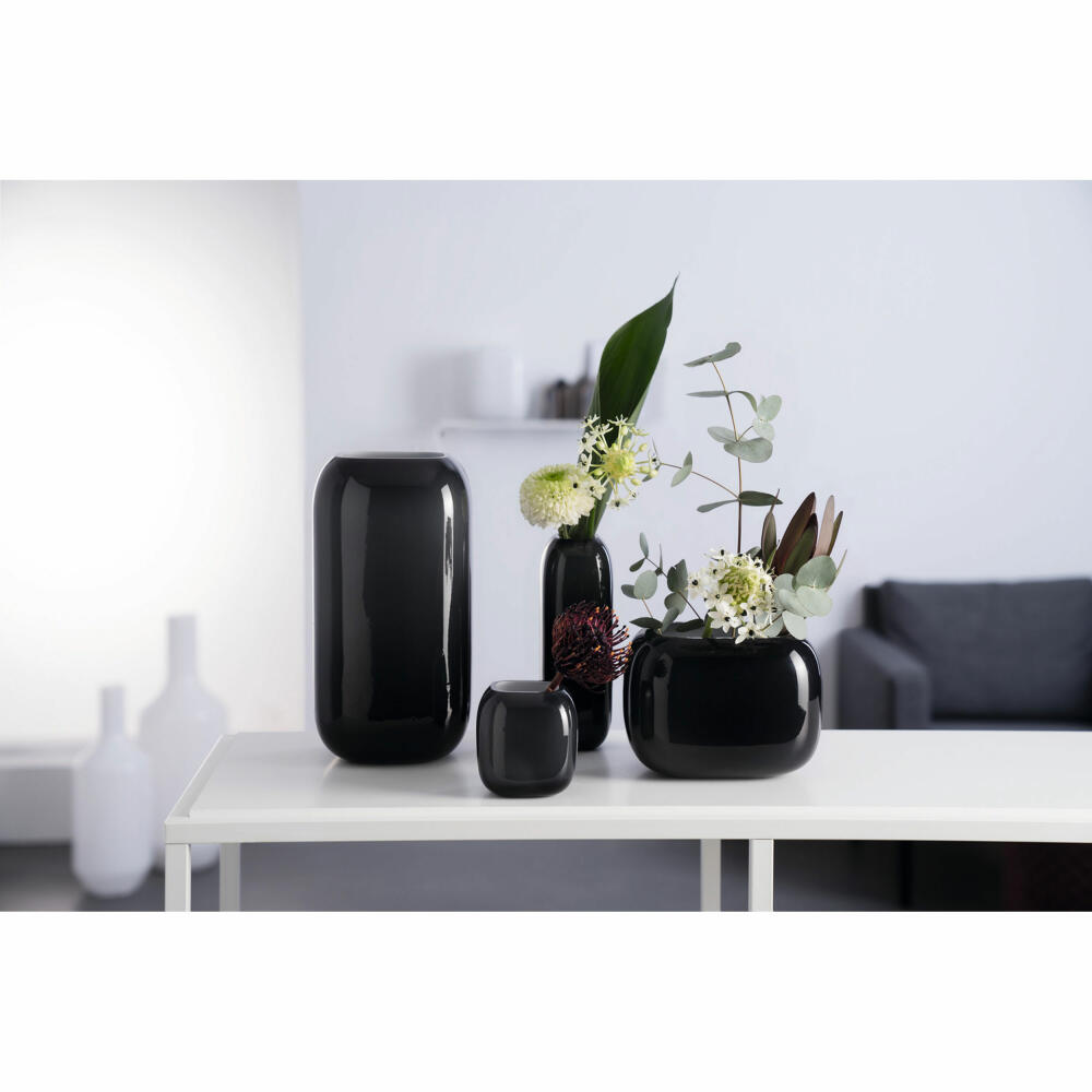 Leonardo Vase Milano, Dekovase, Blumenvase, Kalk-Natron Glas, grau, 21 cm, 041652