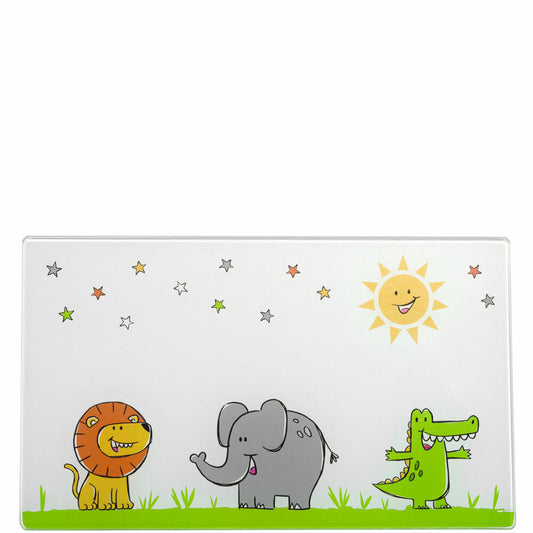 Leonardo Bambini board lion/elephant/crocodile, breakfast board, board, soda-lime glass, multi-coloured, 25 x 15 cm, 039200