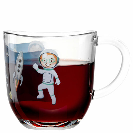 Leonardo Tasse Bambini Avventura Weltall, Henkelbecher, Kalk-Natron-Glas, Mehrfarbig, 280 ml, 044415