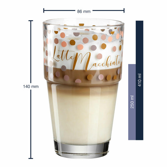 Leonardo Becher Solo Latte Macchiato, Kaffeebecher, Glas, Kalk-Natron Glas, rosé/braun, 410 ml, 043469