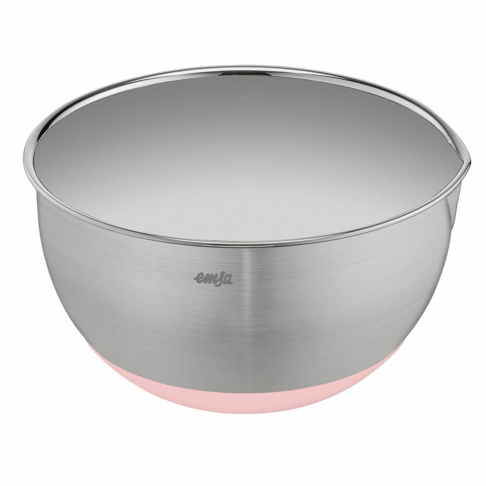 Emsa Rührschüssel Prep & Bake, Edelstahl, Silikon, Rosa, Silberfarben, 18 cm / 2 L, K32718
