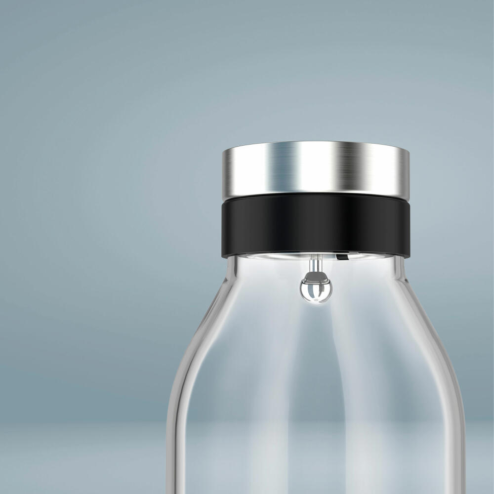 Emsa Karaffe Flow Bottle, Kühlschrankkaraffe, Glas, Edelstahl, Transparent, 1.3 L, N41606