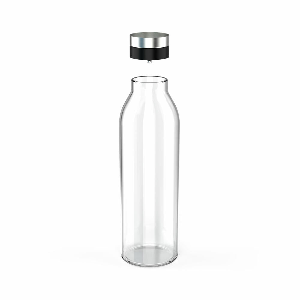 Emsa Karaffe Flow Bottle, Kühlschrankkaraffe, Glas, Edelstahl, Transparent, 1.3 L, N41606