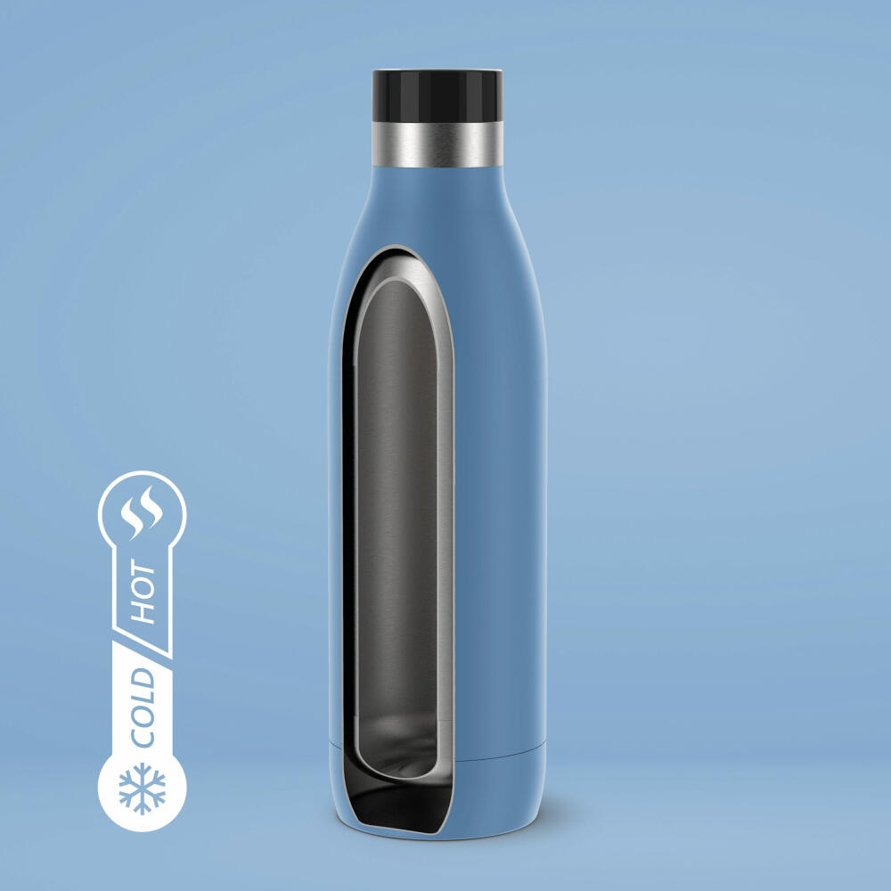 Emsa Isolier-Trinkflasche Bludrop, Wasserflasche, Edelstahl, Blau, 0.7 L, N31122