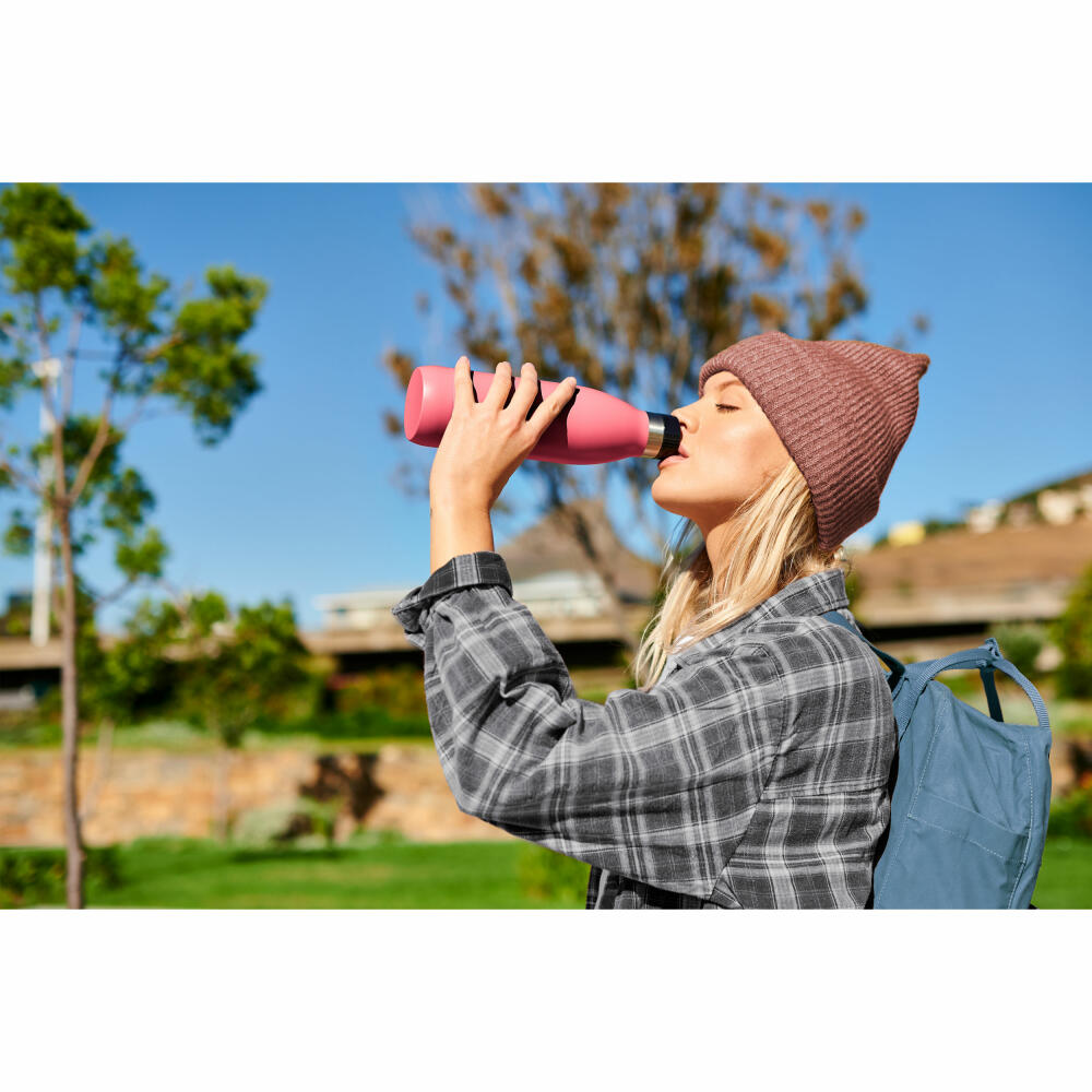 Emsa Isolier-Trinkflasche Bludrop, Wasserflasche, Edelstahl, Koralle, 0.7 L, N31123