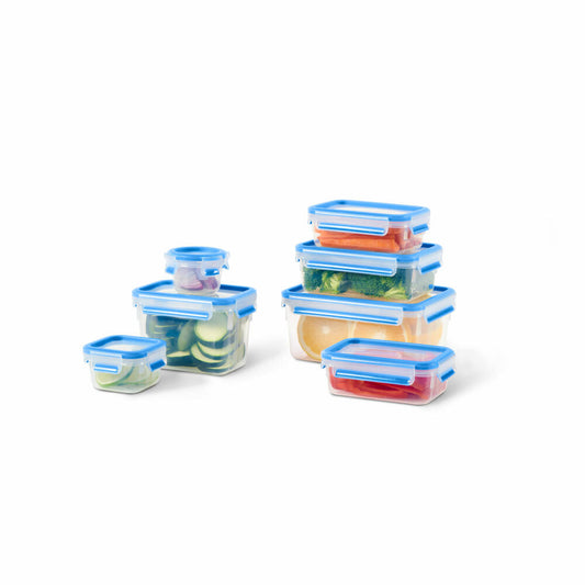 Emsa Frischhaltedosen-Set Clip & Close 7-tlg., Kunststoff, Blau, Transparent, N10316