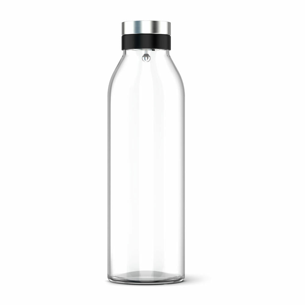 Emsa Karaffe Flow Bottle, Kühlschrankkaraffe, Glas, Edelstahl, Transparent, 1.3 L, N41606