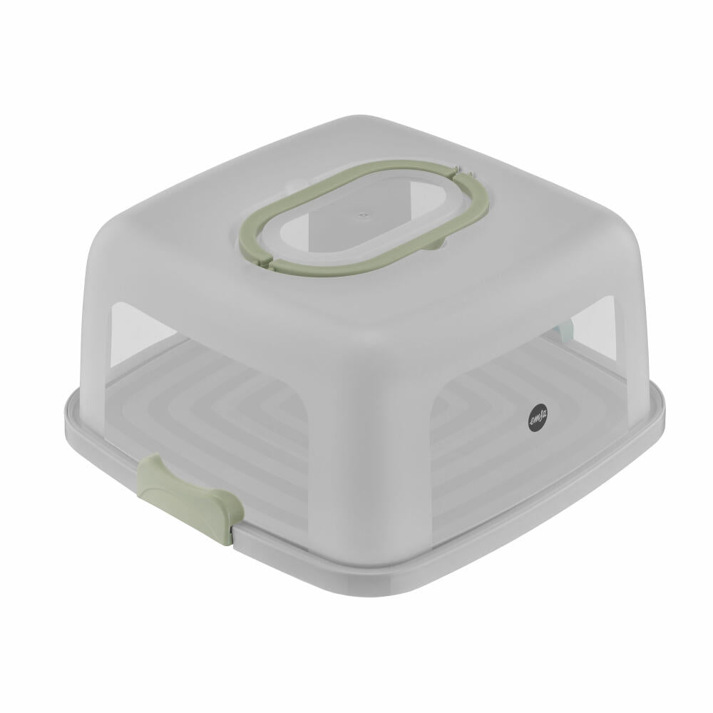 Emsa Kuchenaufbewahrungsbox Prep & Bake rechteckig, Kunststoff, Transparent, Grün, 37 x 33 cm, K32670