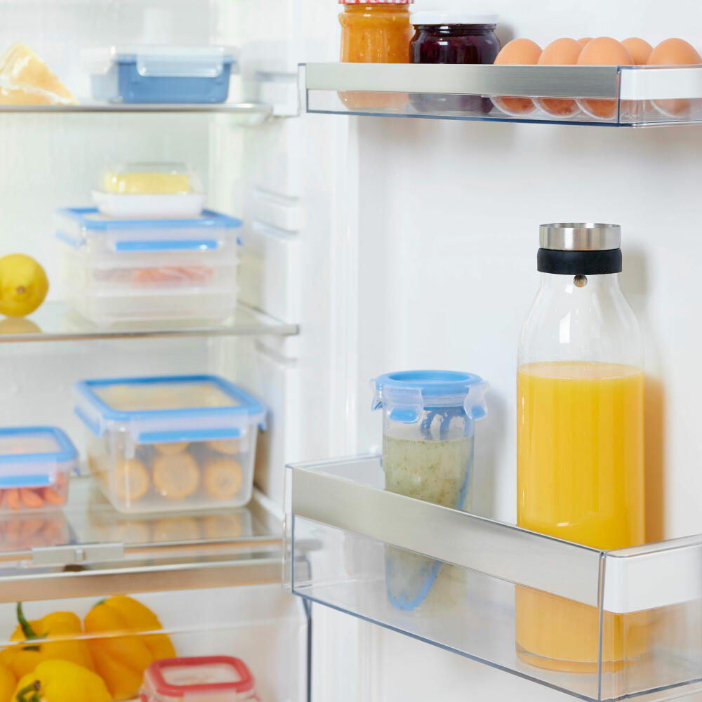 Emsa Karaffe Flow Bottle, Kühlschrankkaraffe, Glas, Edelstahl, Transparent, 1.3 L, N41606