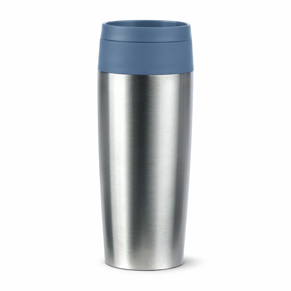 Emsa Isolierbecher Travel Mug Eco, Edelstahl, Blau, Silberfarben, 360 ml, N20241