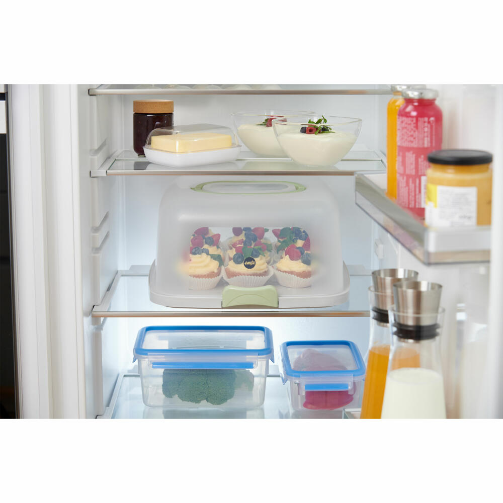 Emsa Kuchenaufbewahrungsbox Prep & Bake rechteckig, Kunststoff, Transparent, Grün, 37 x 33 cm, K32670