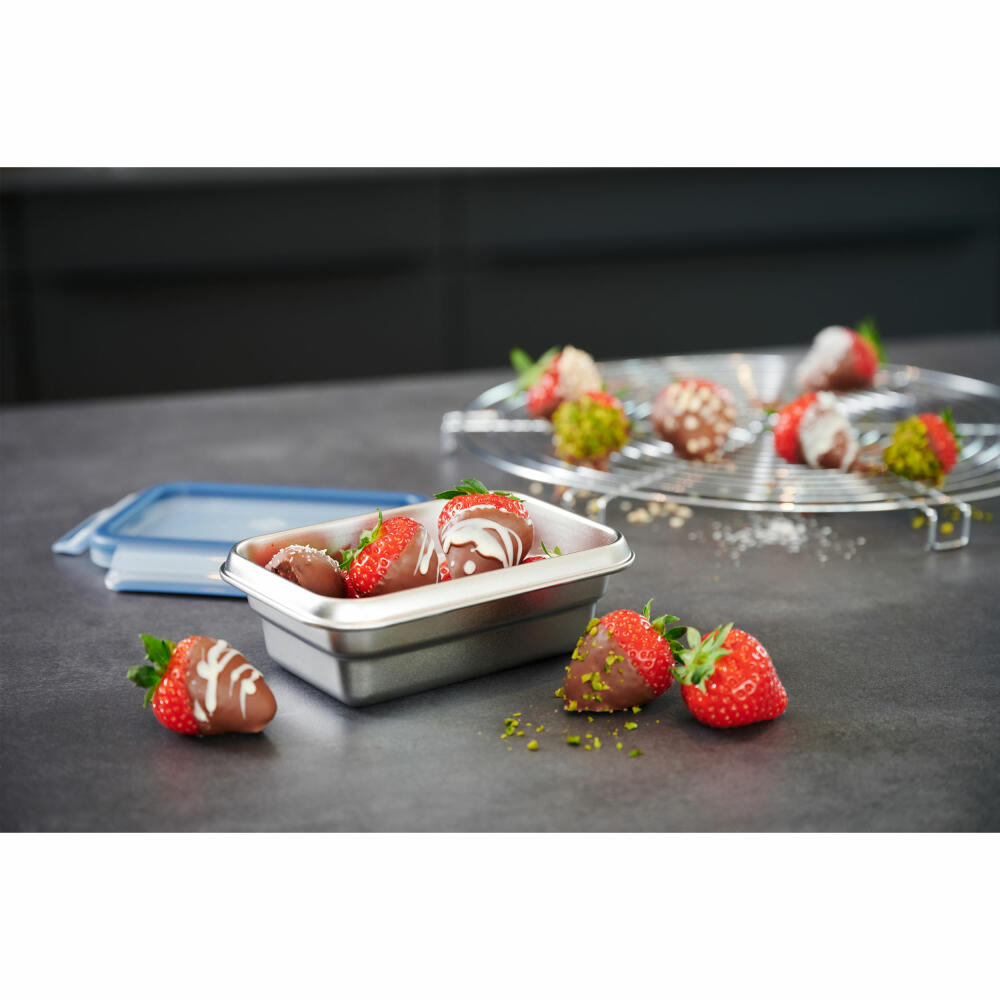 Emsa Frischhaltedose Clip & Close Edelstahl, Blau, Silberfarben, 500 ml, N11503