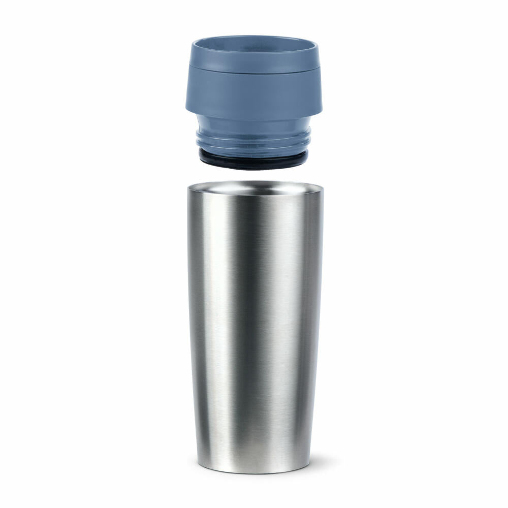 Emsa Isolierbecher Travel Mug Eco, Edelstahl, Blau, Silberfarben, 360 ml, N20241