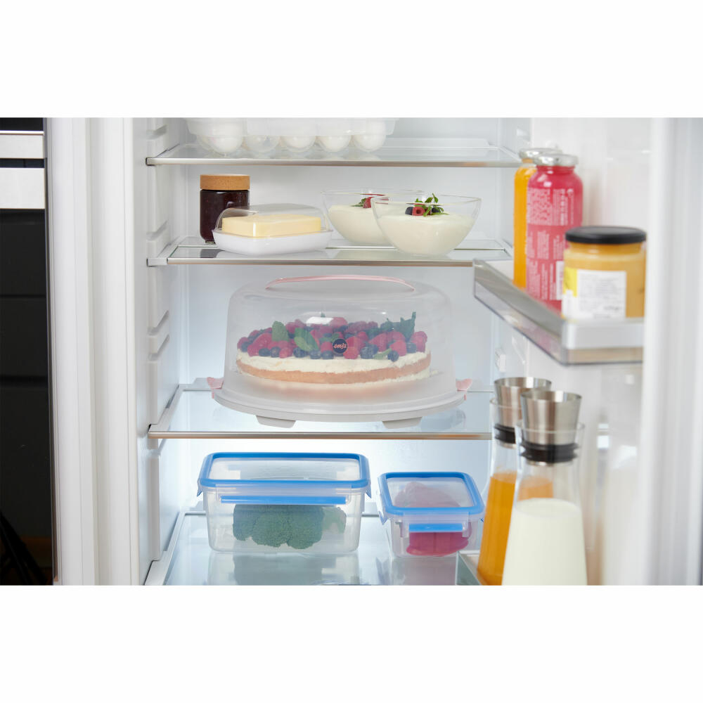 Emsa Kuchenaufbewahrungsbox Prep & Bake rund, Kunststoff, Transparent, Rosa, 34 cm, K32684