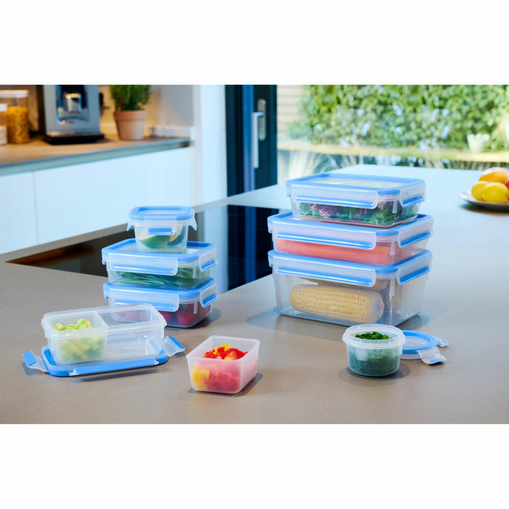 Emsa Frischhaltedosen-Set Clip & Close 9-tlg., Kunststoff, Blau, Transparent, N10317