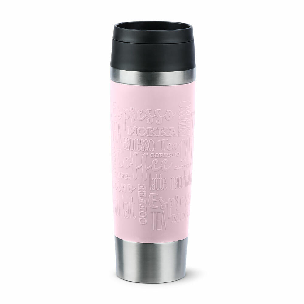 Emsa Isolierbecher Travel Mug Classic, To-Go-Becher, Edelstahl, Pastellrosa, 500 ml, N20224