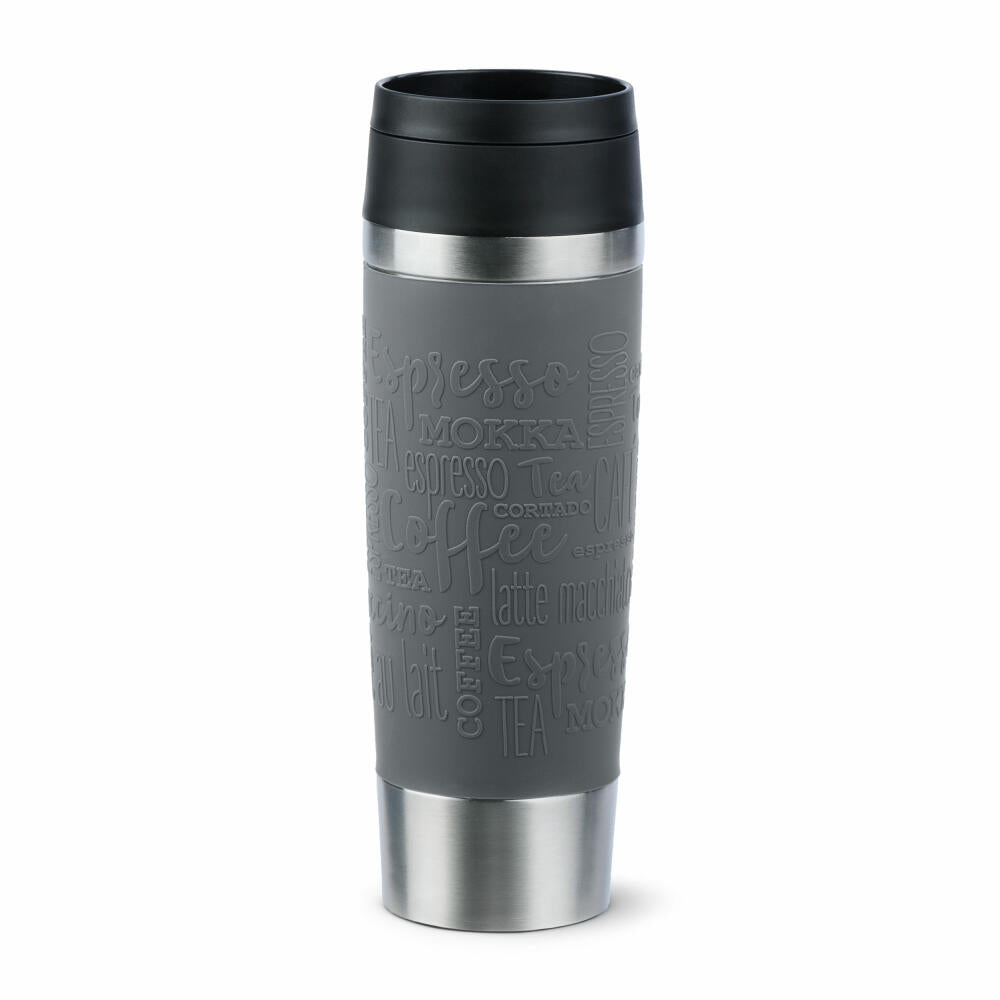 Emsa Isolierbecher Travel Mug Classic, To-Go-Becher, Edelstahl, Pfeffergrau, 500 ml, N20223