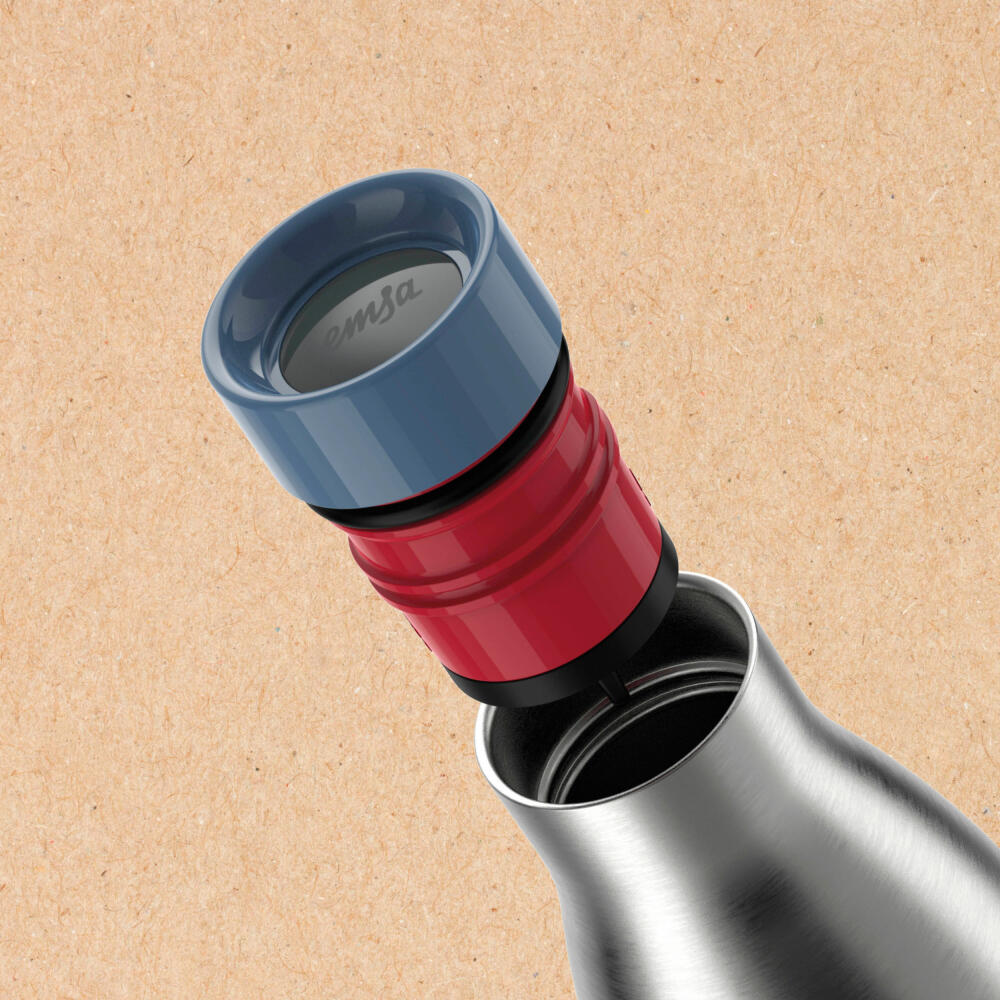 Emsa Trinkflasche Bludrop Eco, Edelstahl, Blau, Silberfarben, 0.7 L, N31127