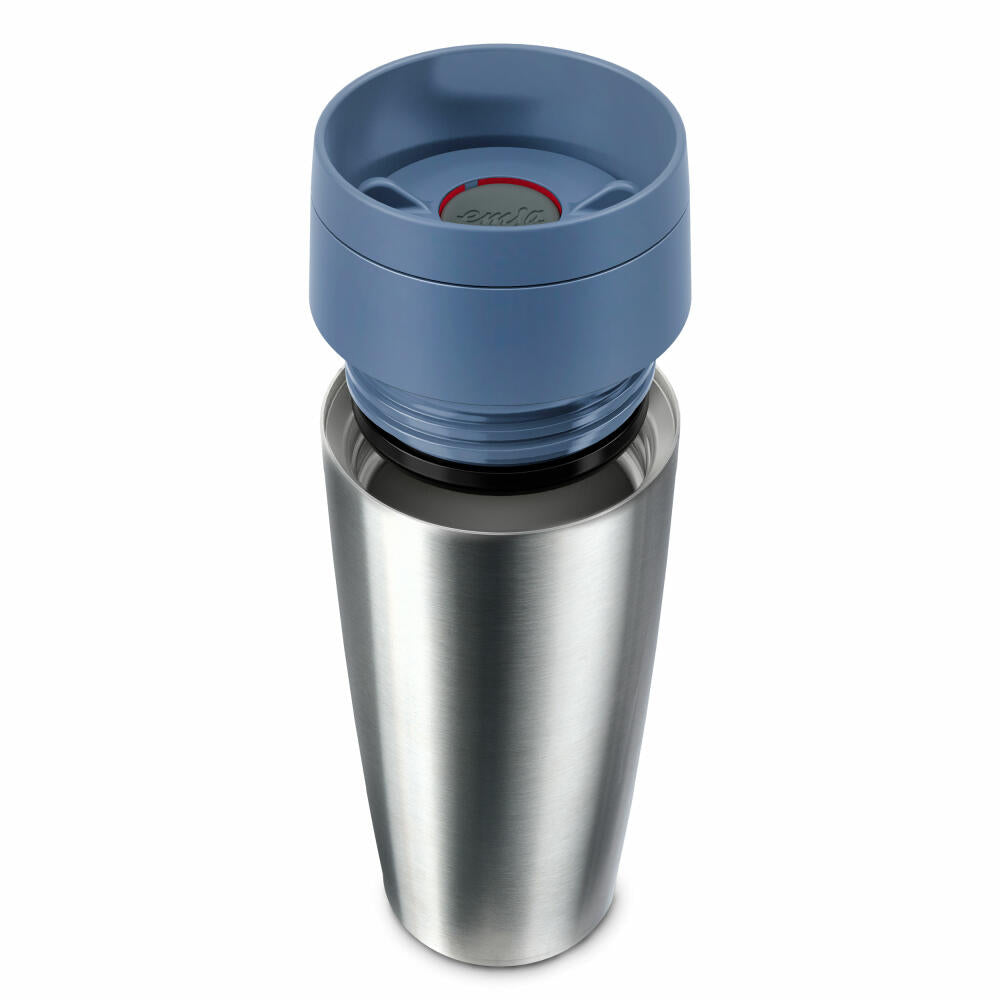 Emsa Isolierbecher Travel Mug Eco, Edelstahl, Blau, Silberfarben, 360 ml, N20241