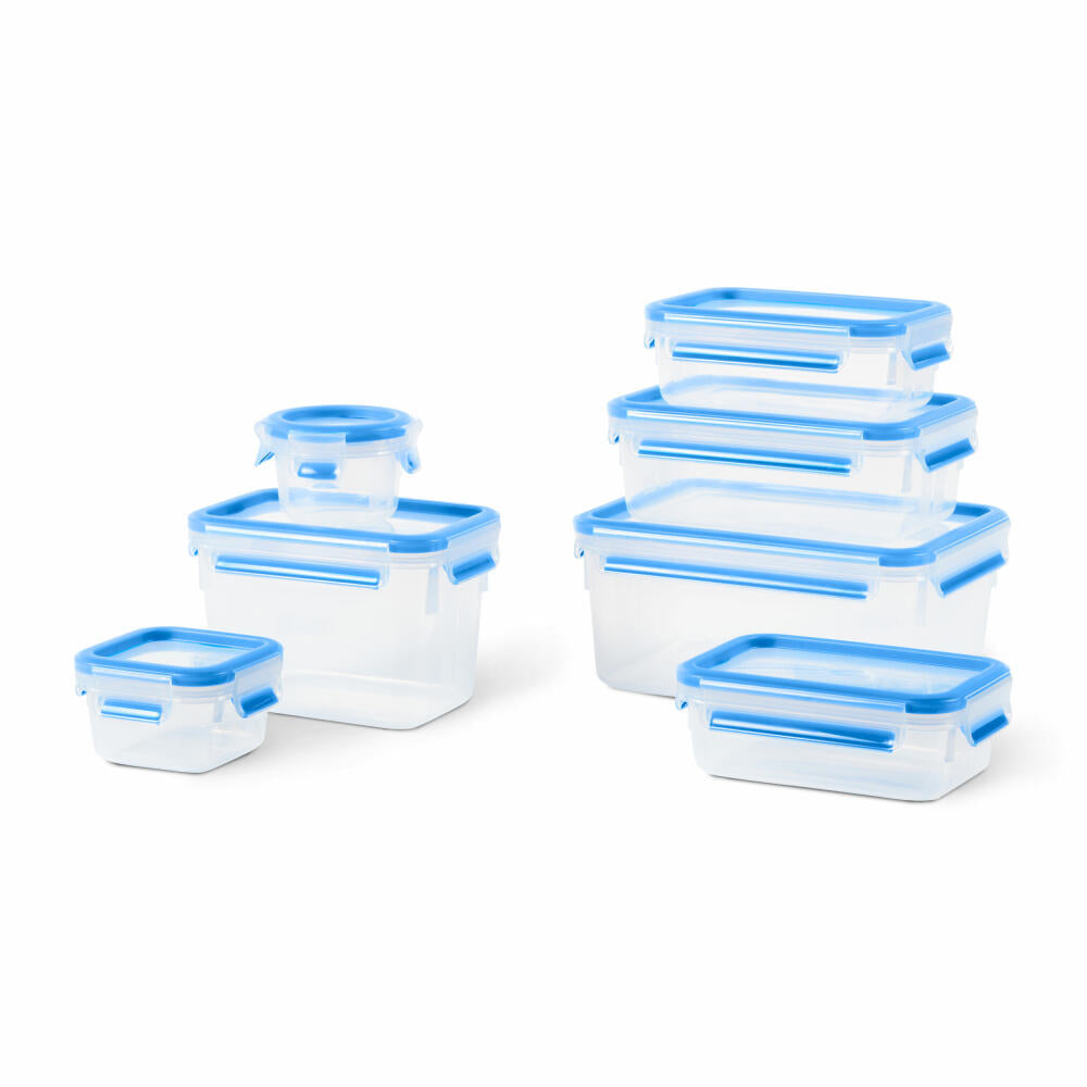 Emsa Frischhaltedosen-Set Clip & Close 7-tlg., Kunststoff, Blau, Transparent, N10316