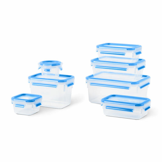 Emsa Frischhaltedosen-Set Clip & Close 7-tlg., Kunststoff, Blau, Transparent, N10316