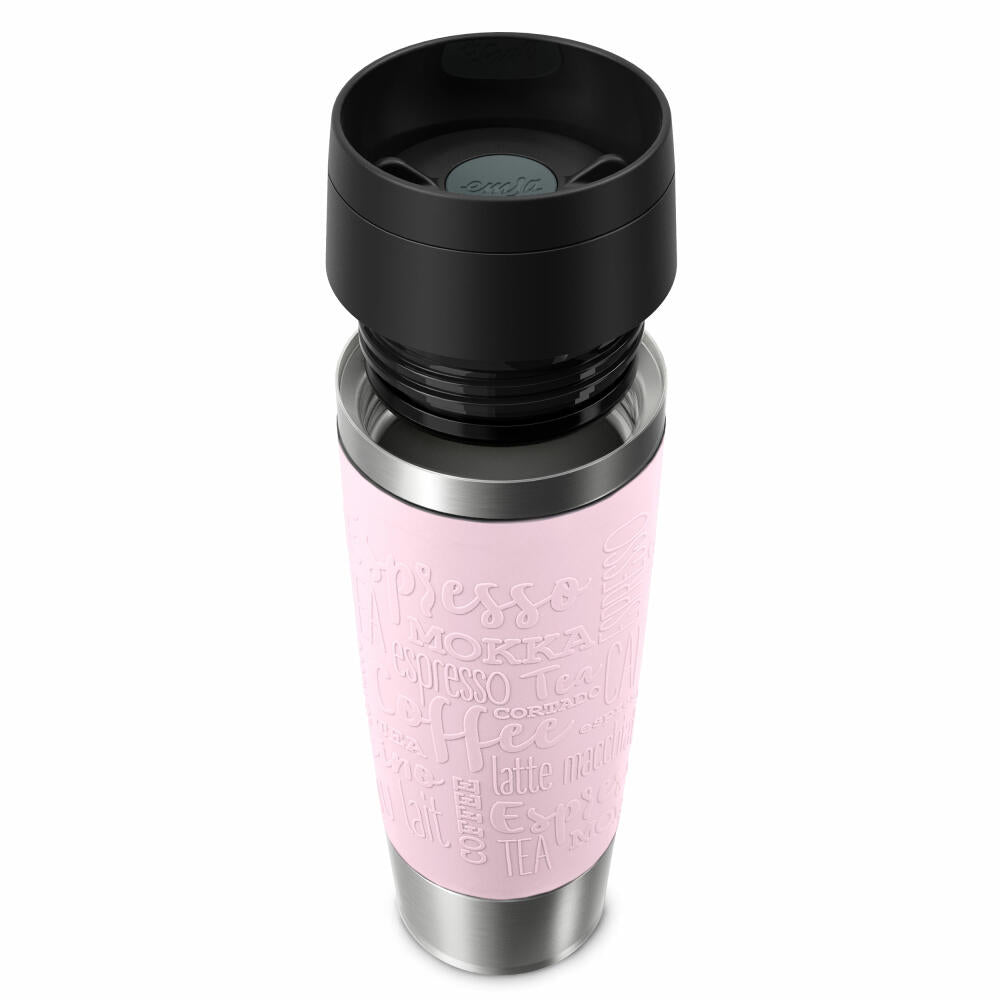 Emsa Isolierbecher Travel Mug Classic, To-Go-Becher, Edelstahl, Pastellrosa, 500 ml, N20224