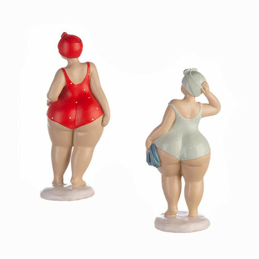 Gilde Figur Badenixe Tante Elli, 2er Set, Dekofigur, Dekoration, Dekoobjekt, Kunstharz, H 24 cm, 89251
