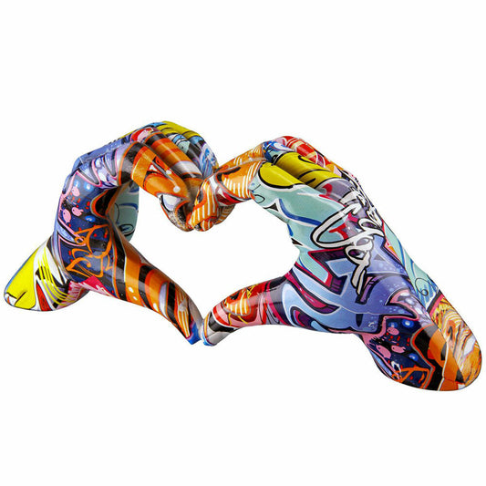 Gilde Hand Herz Street Art, Dekoration, Dekoobjekt, Skulptur, Kunstharz, Graffiti, H 12 cm, 37212