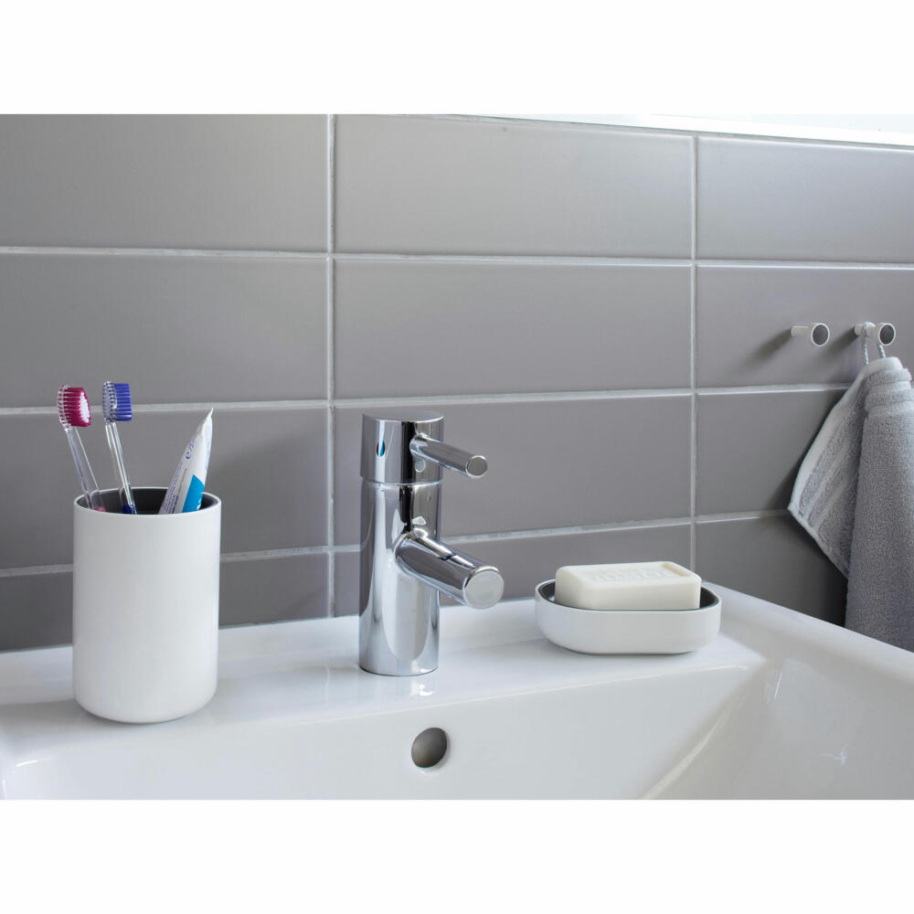 Authentics Lunar Seifenschale, Seifenablage, Kunststoff, Weiß, Deckschale Cool Grey, 1200114