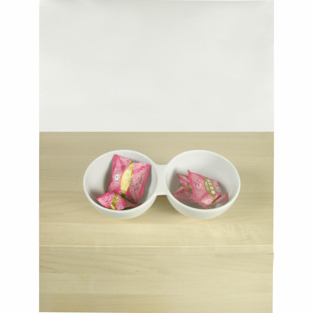 Authentics Doppelschale Smart, Servierschale, Snackschale, Schüssel, Porzellan, Weiß, 20901