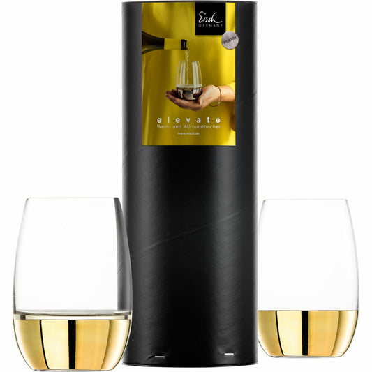 Eisch Allround / Wein-Becher Weißwein Elevate, 2er Set, Weinglas, Trinkglas, Kristallglas, Goldfarben, 340 ml, 15009915