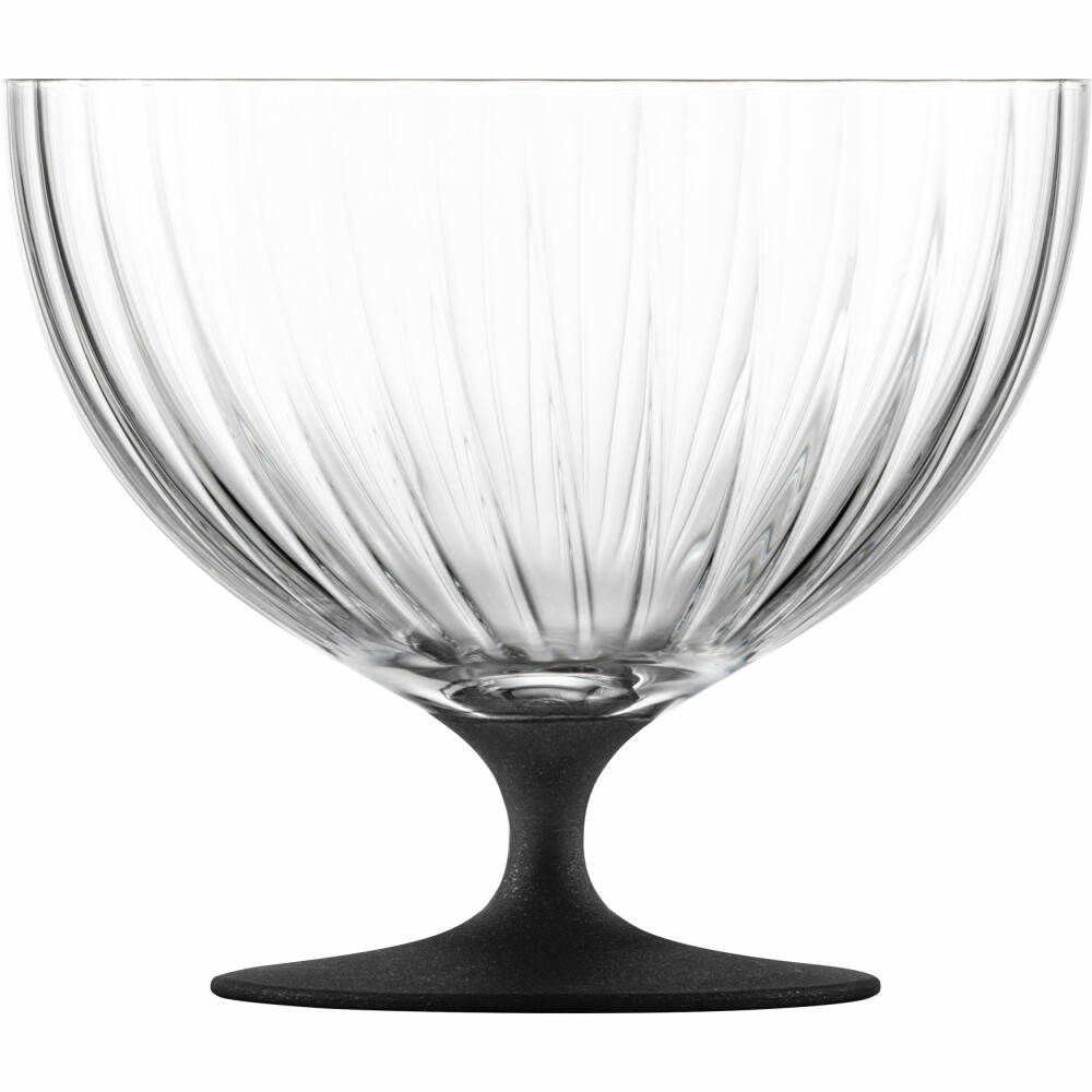 Eisch Schale auf Fuß, Fußschale, Servierschale, Salatschale, Dekoschale, Kristallglas, Schwarz, Ø 22 cm, 30053124