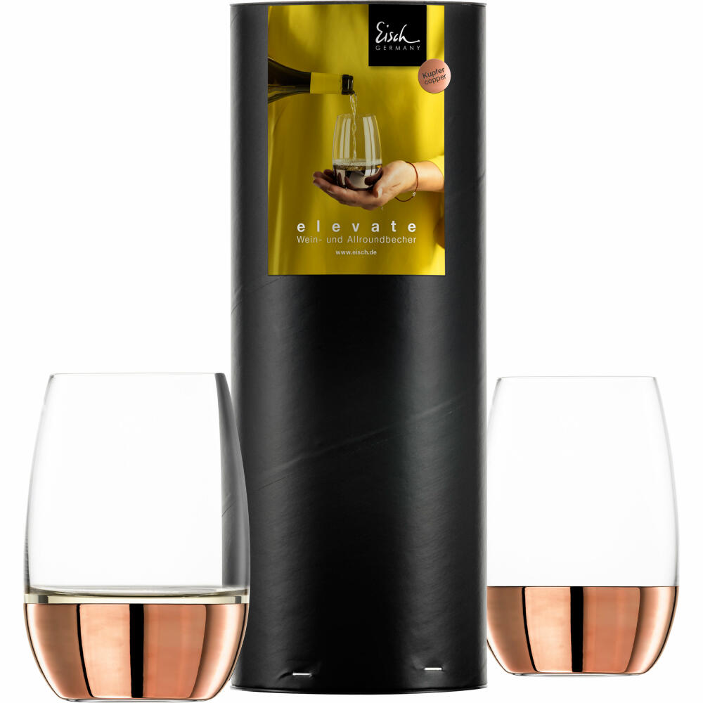 Eisch Allround / Wein-Becher Weißwein Elevate, 2er Set, Weinglas, Trinkglas, Kristallglas, Kupfer, 340 ml, 15009917