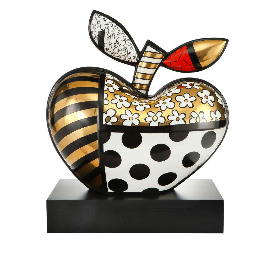 Goebel Sculpture Romero Britto - Golden Big Apple, Pop Art, Decorative Figure, Porcelain, Colorful, 40 cm, 66452721