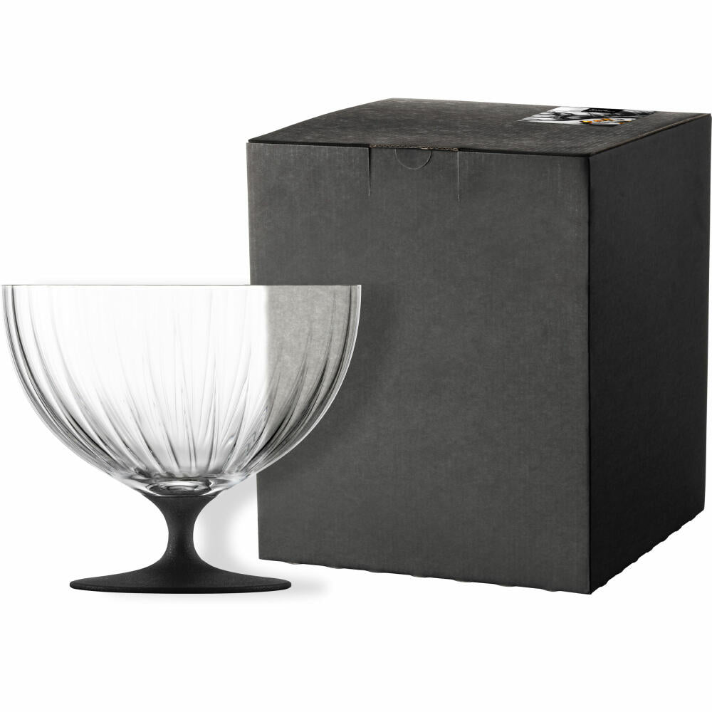 Eisch Schale auf Fuß, Fußschale, Servierschale, Salatschale, Dekoschale, Kristallglas, Schwarz, Ø 22 cm, 30053124