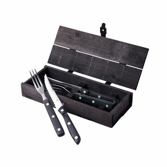 Gense Steakbesteck-Set Old Farmer Black 4-tlg., Steakmesser, Steakgabeln, POM-Kunststoff, 18/8 Edelstahl, 20151
