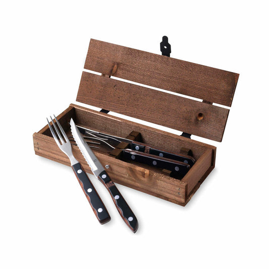 Gense Steakbesteck-Set Old Farmer Classic 4-tlg., Steakmesser, Steakgabeln, Holzlaminat, 18/8 Edelstahl, 20154