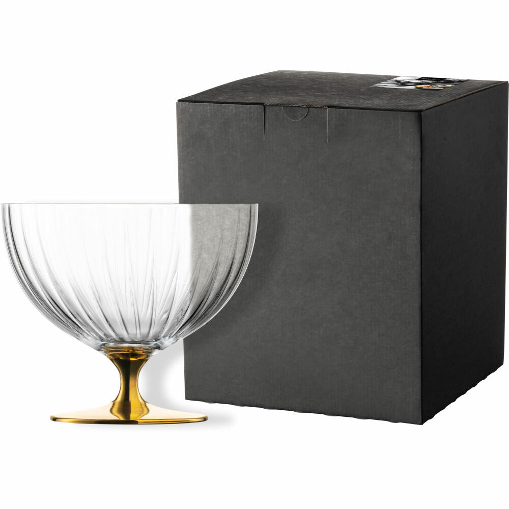 Eisch Schale auf Fuß, Fußschale, Servierschale, Salatschale, Dekoschale, Kristallglas, Goldfarben, Ø 22 cm, 30053121