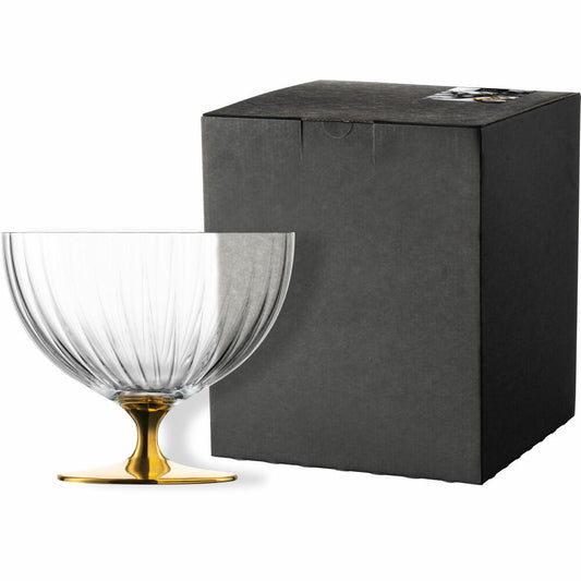 Eisch Schale auf Fuß, Fußschale, Servierschale, Salatschale, Dekoschale, Kristallglas, Goldfarben, Ø 22 cm, 30053121