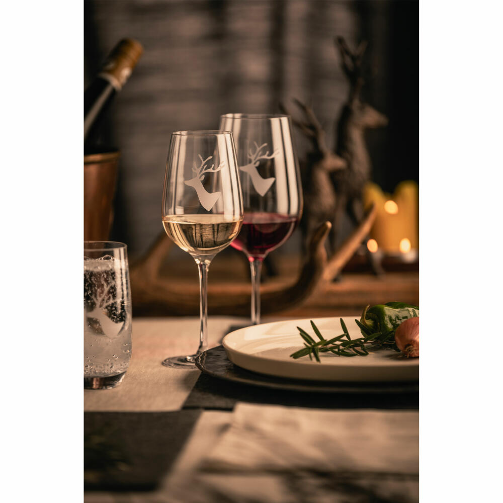Eisch Rotweingläser 2er Set Chalet, Rotweinglas, Weinglas, Rotwein Glas, Kristallglas, Hirschmotiv, 655 ml, 77155001