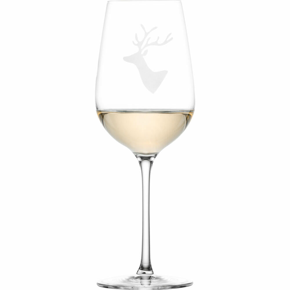 Eisch Weißweingläser 2er Set Chalet, Weißweinglas, Weinglas, Weißwein Glas, Kristallglas, Hirschmotiv, 430 ml, 77155021
