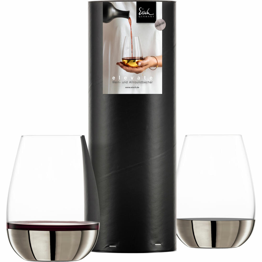 Eisch Allround / Wein-Becher Rotwein Elevate, 2er Set, Weinglas, Trinkglas, Kristallglas, Platin, 550 ml, 15009906