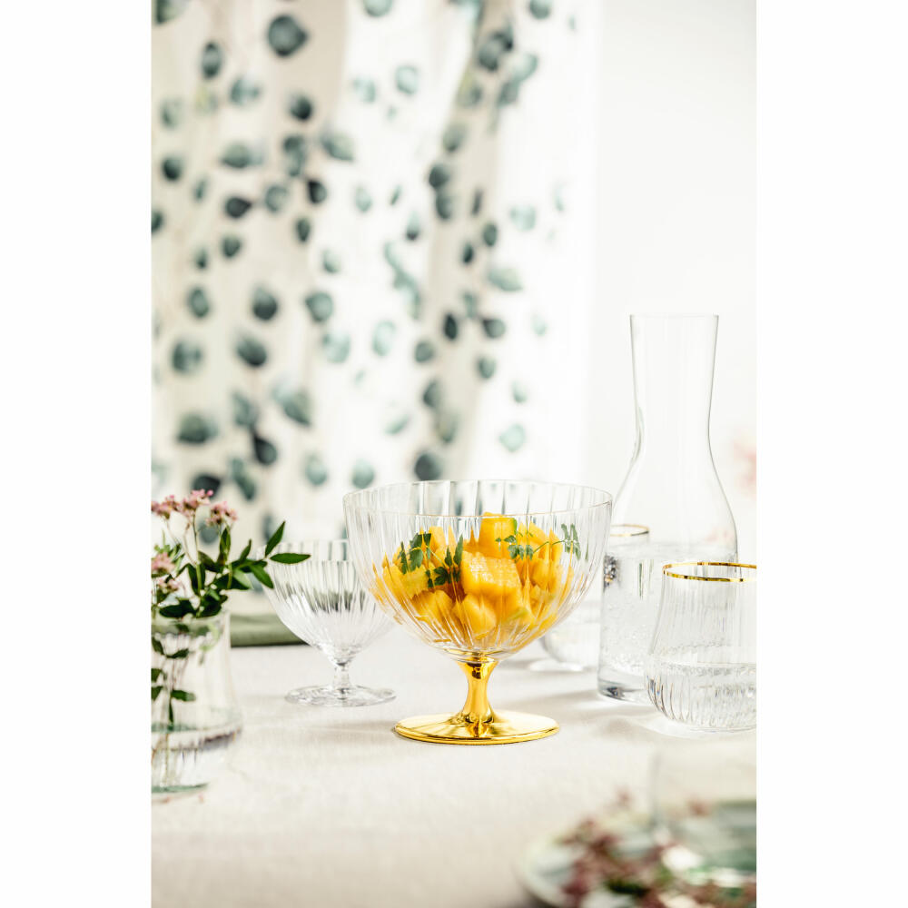 Eisch Schale auf Fuß, Fußschale, Servierschale, Salatschale, Dekoschale, Kristallglas, Goldfarben, Ø 22 cm, 30053121