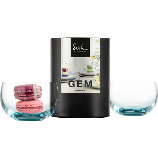 Eisch Dessertschalen 2er Set Gem, Dessertschale, Dessert Schale, Müslischale, Kristallglas, Aqua, Ø 9.2 cm, 30031014