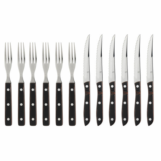 Gense Steakbesteck-Set Old Farmer Classic 12-tlg., Steakmesser, Steakgabeln, Holzlaminat, 18/8 Edelstahl, 20152
