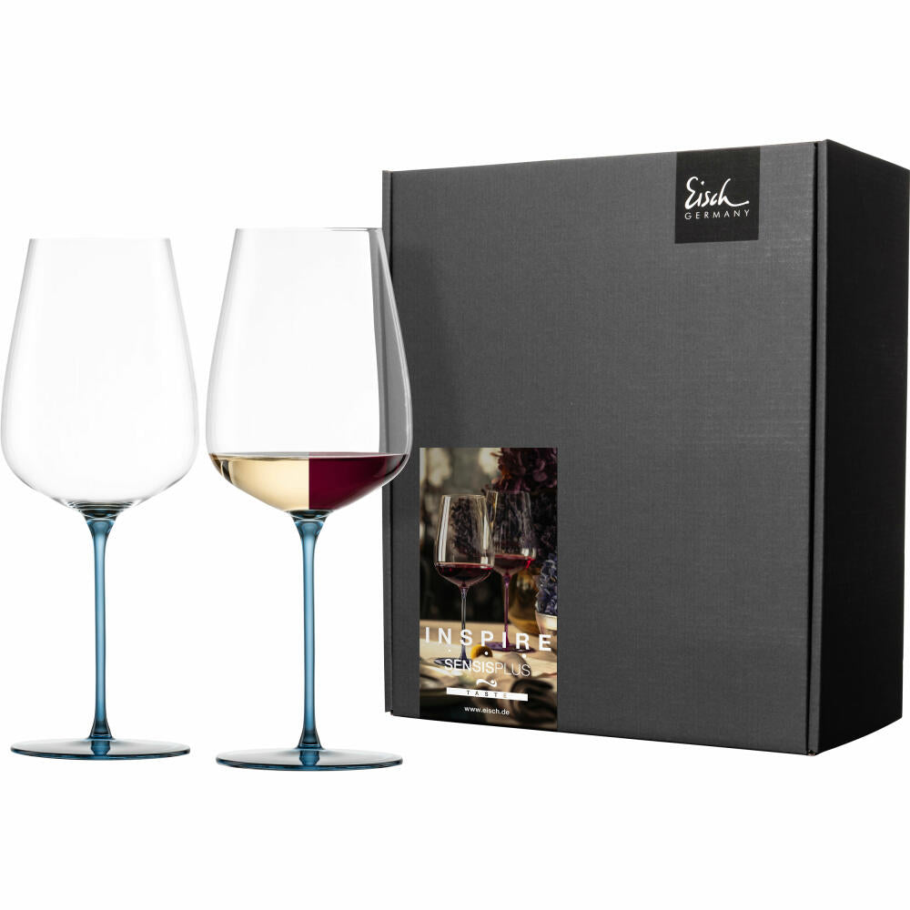 Eisch Allroundgläser Inspire Sensisplus, 2er Set, Rotweinglas, Weinglas, Kristallglas, Blau, 740 ml, 15437021