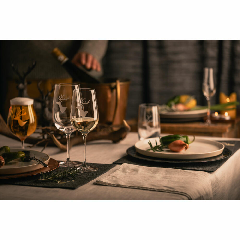 Eisch Weizenbiergläser 2et Set Chalet, Weizenbierglas, Weizenglas, Bierglas, Kristallglas, Hirschmotiv, 680 ml, 77150082