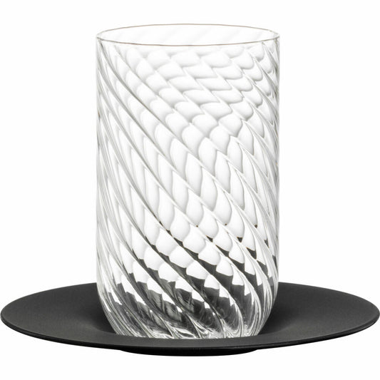 Eisch Latte Macchiato Glas Twist, mit Untertasse, Kaffeeglas, Kaffeebecher, Glas, Schwarz, 360 ml, 78913322